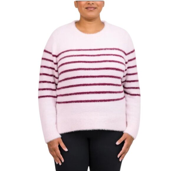 NEW Bleu Gray Long Sleeve Eyelash Crewneck Sweater | Red - Picture 2 of 7